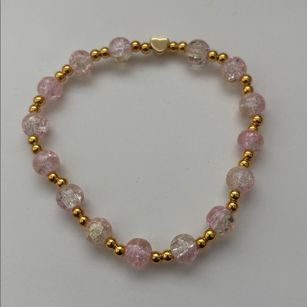 Pink and Gold Beaded Bracelet